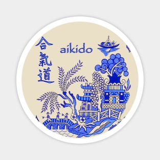 Ueshiba Aikido Castle Willow Scene - Martial Arts Magnet